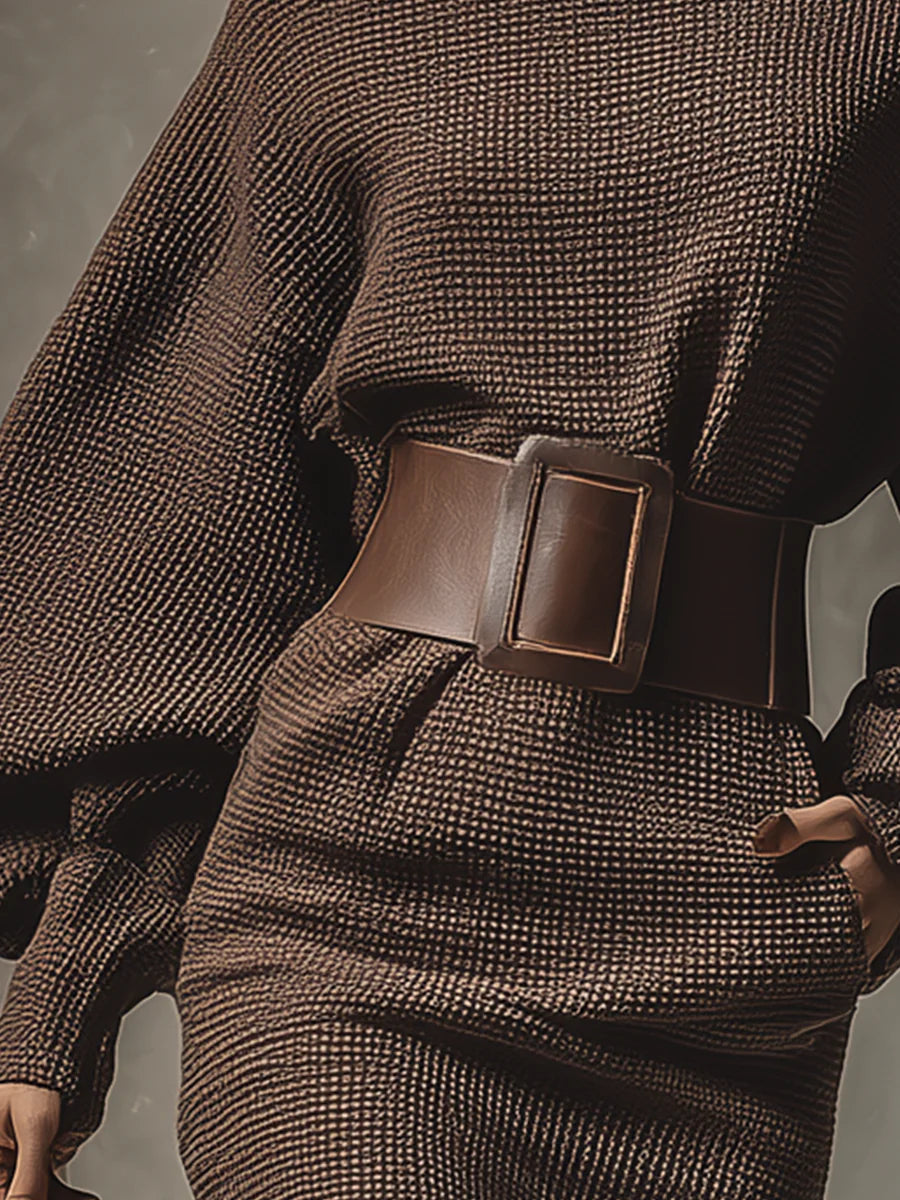 CLAUDIA | Abito a maglia corto con cintura strutturata