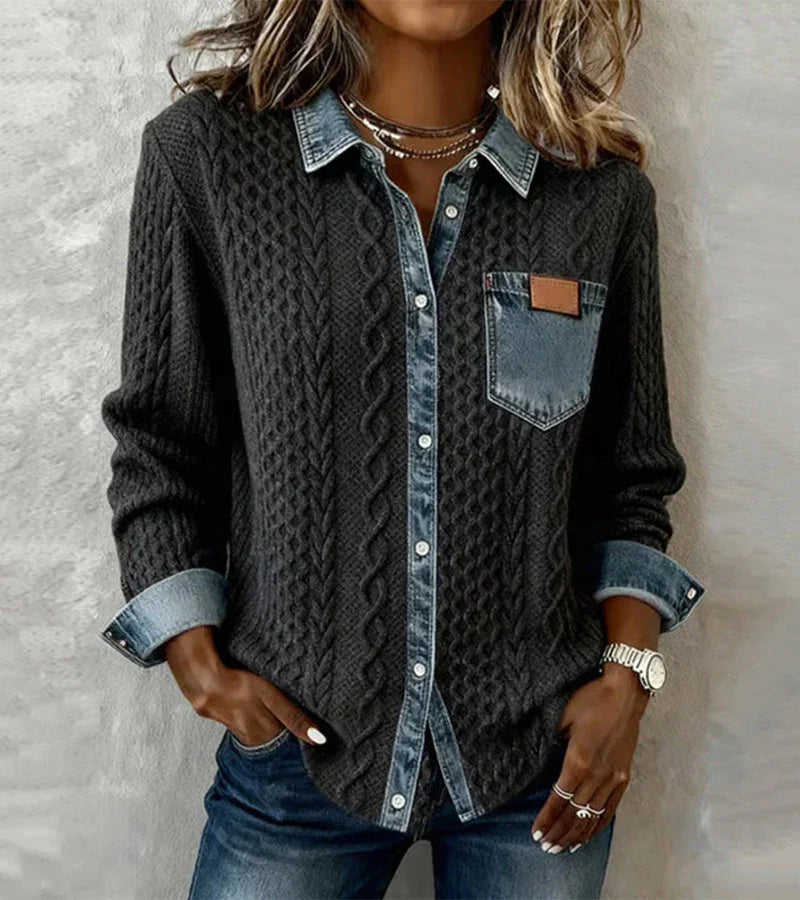 Ambra™ | Camicia in Maglia con Dettagli Denim